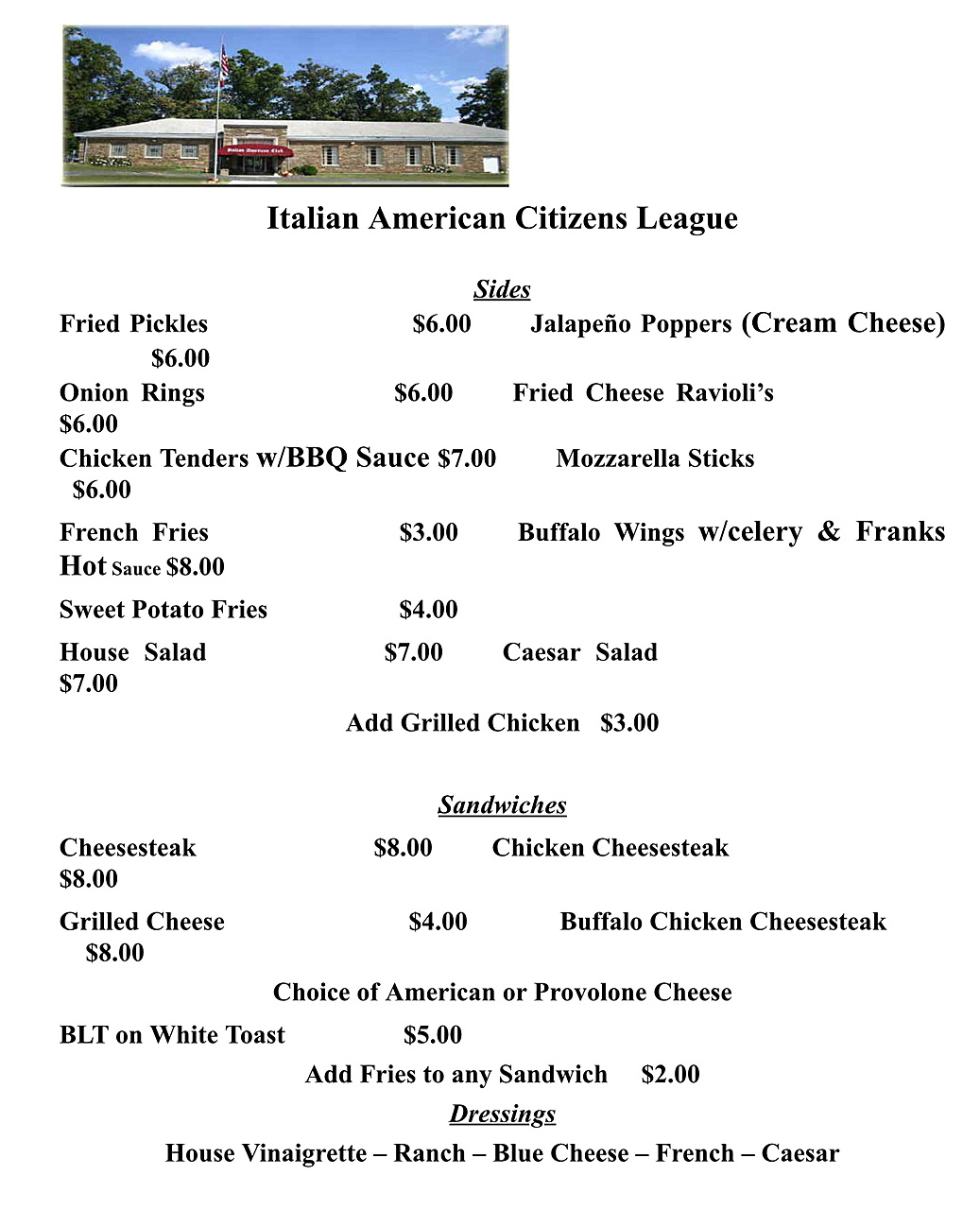 Dinner Specials November 2019